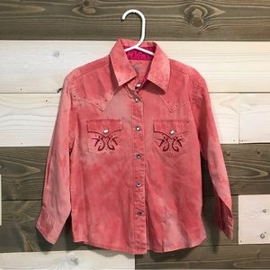 Rock 47 by Wrangler⚜️Girls Western Detail Tye Dye Button Snap Long Sleeved Shirt